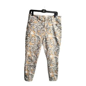 Ann Taylor Loft Curvy Skinny Ankle Aztec Floral Print Jeans Size 10